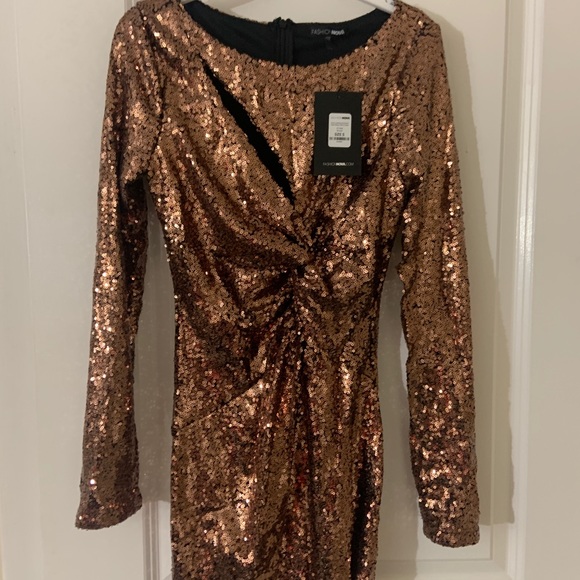 sequin bronze mini dress S - Picture 6 of 9